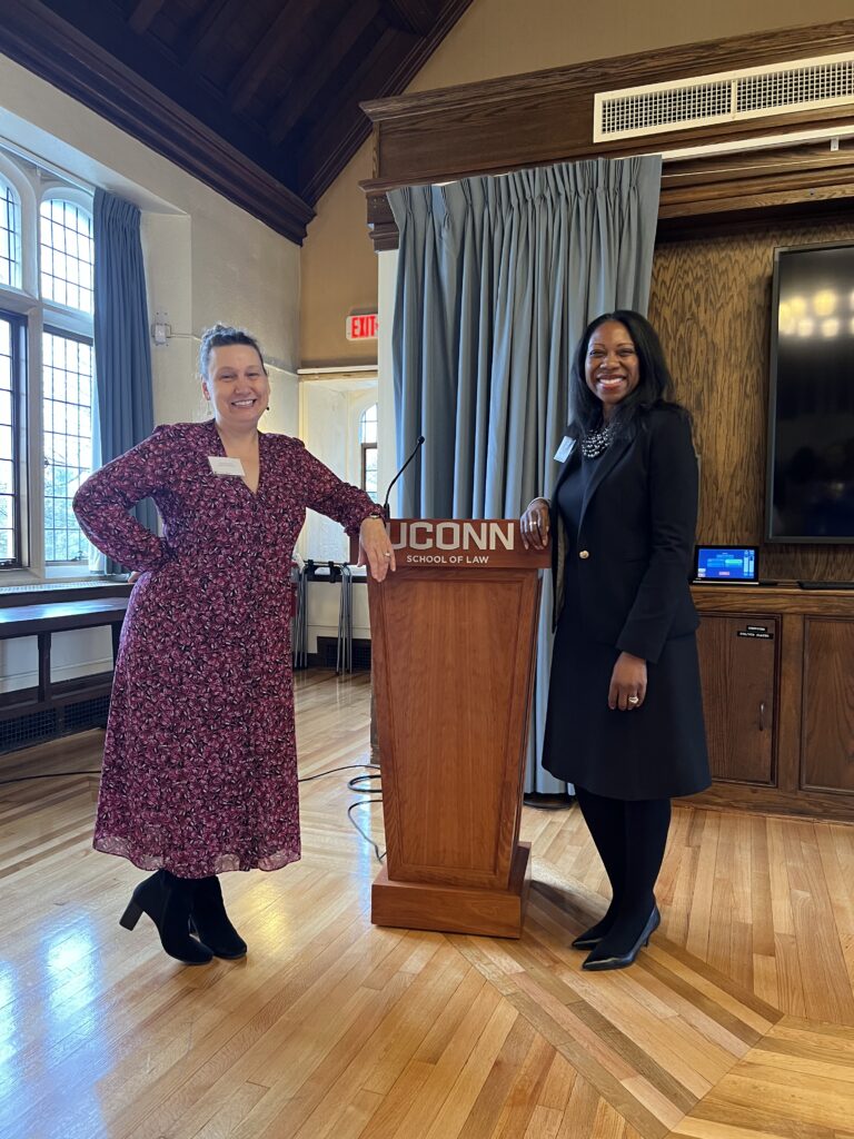 Professor Nancy Kennedy and Dean Eboni Nelson at University of Connecticut School of Law campus in Hartford